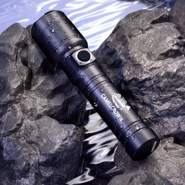 CAMEL CROWN Waterproof Tactical Flashlight – High Lumen, USB Rechargeable, Outdoor Emergency Torch