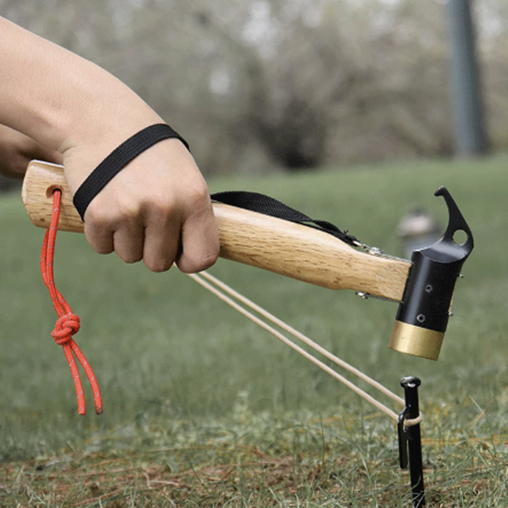DALIANGKU - Multifunctional Camping Hammer with Tent Stake Puller and Wooden Handle