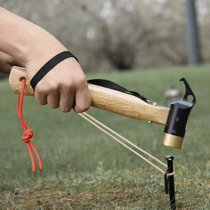 DALIANGKU - Multifunctional Camping Hammer with Tent Stake Puller and Wooden Handle