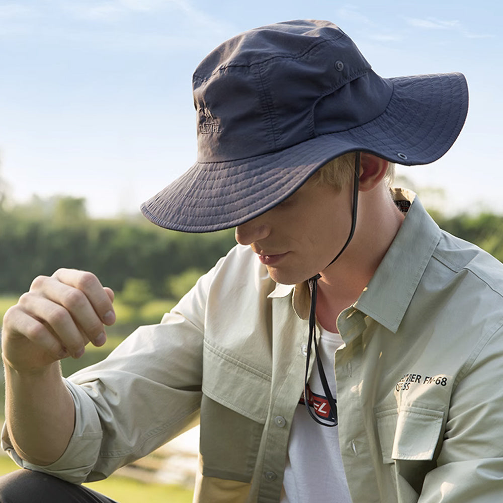 TOYFX Men’s Wide Brim Sun Hat – Breathable Outdoor UV Protection Hat with Adjustable Chin Strap