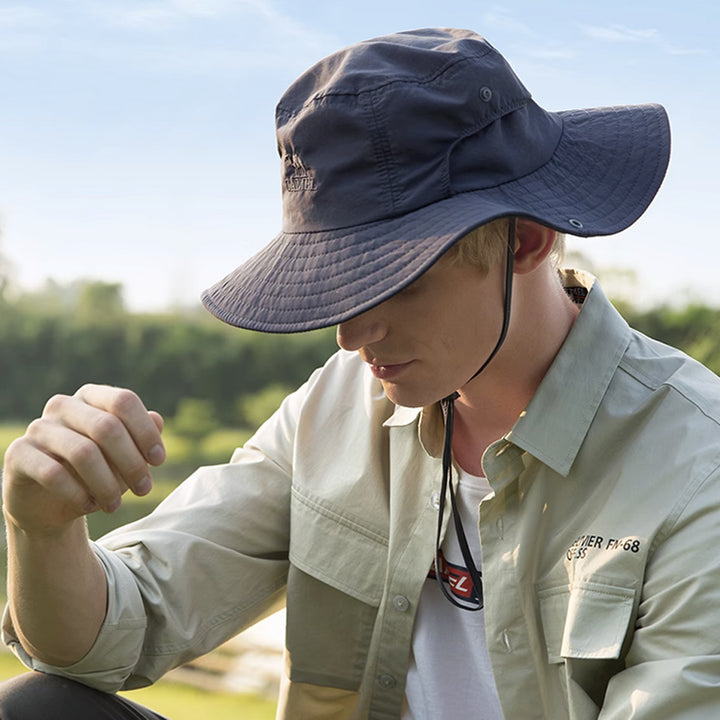 TOYFX Men’s Wide Brim Sun Hat – Breathable Outdoor UV Protection Hat with Adjustable Chin Strap