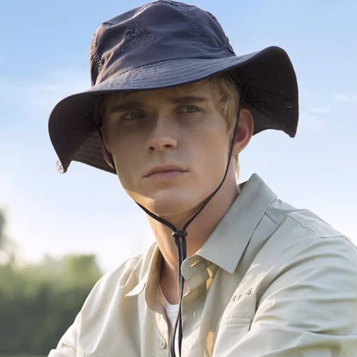 TOYFX Men’s Wide Brim Sun Hat – Breathable Outdoor UV Protection Hat with Adjustable Chin Strap