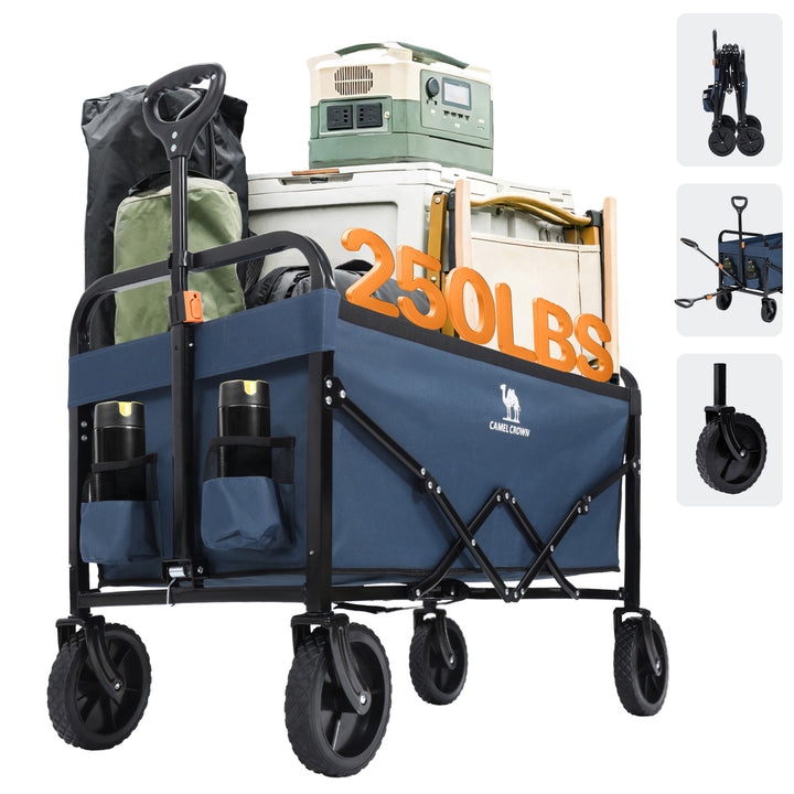 CAMEL CROWN Heavy Duty Folding Wagon with 250LBS Capacity