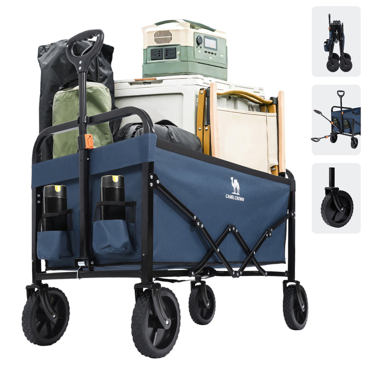 CAMEL CROWN Heavy Duty Folding Wagon with 250LBS Capacity