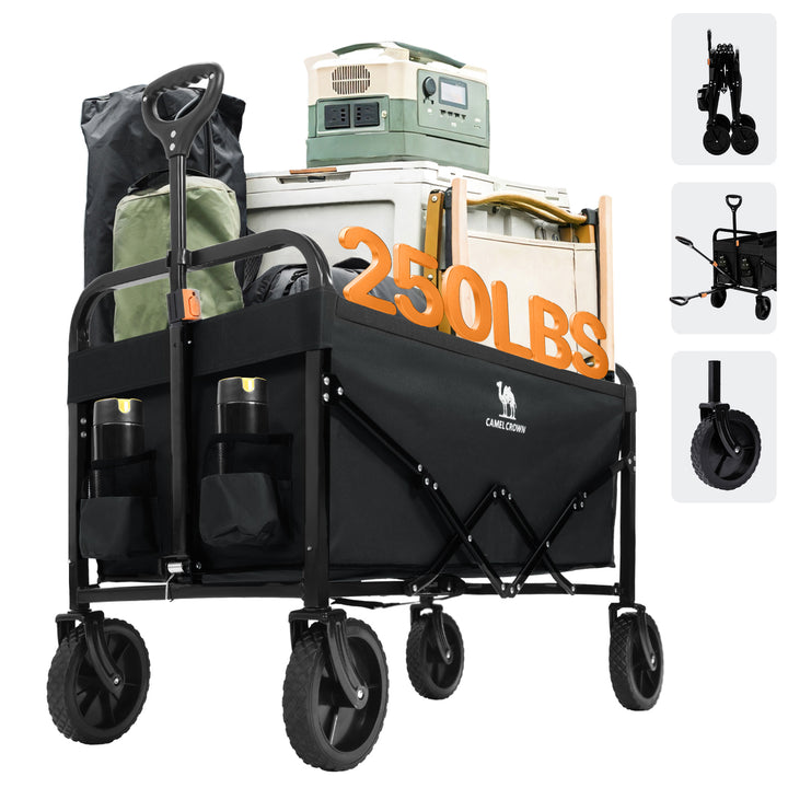 CAMEL CROWN Heavy Duty Folding Wagon with 250LBS Capacity